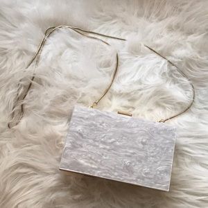 Rachel Zoe for Box of Style Clutch White Marble & Gold Box Clutch